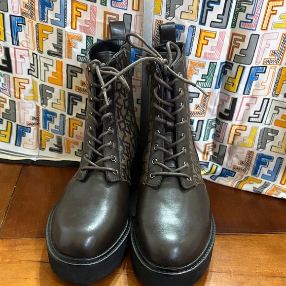 DKNY Roselyn Ankle Lace Up Signature Block Combat Boots - Picture 5 of 5